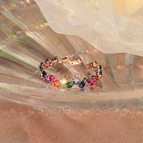 Delicate 585 Rose Engagement Ring with Zircon Wedding Band