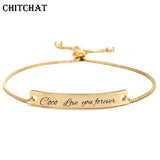 Personalized Bar Bracelet Engraved Name Date Stainless Steel Bangles