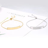 Personalized Bar Bracelet Engraved Name Date Stainless Steel Bangles