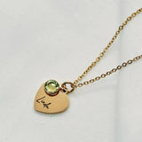 Custom Heart Pendant Necklace with Baby Name and Birthstone for Mom