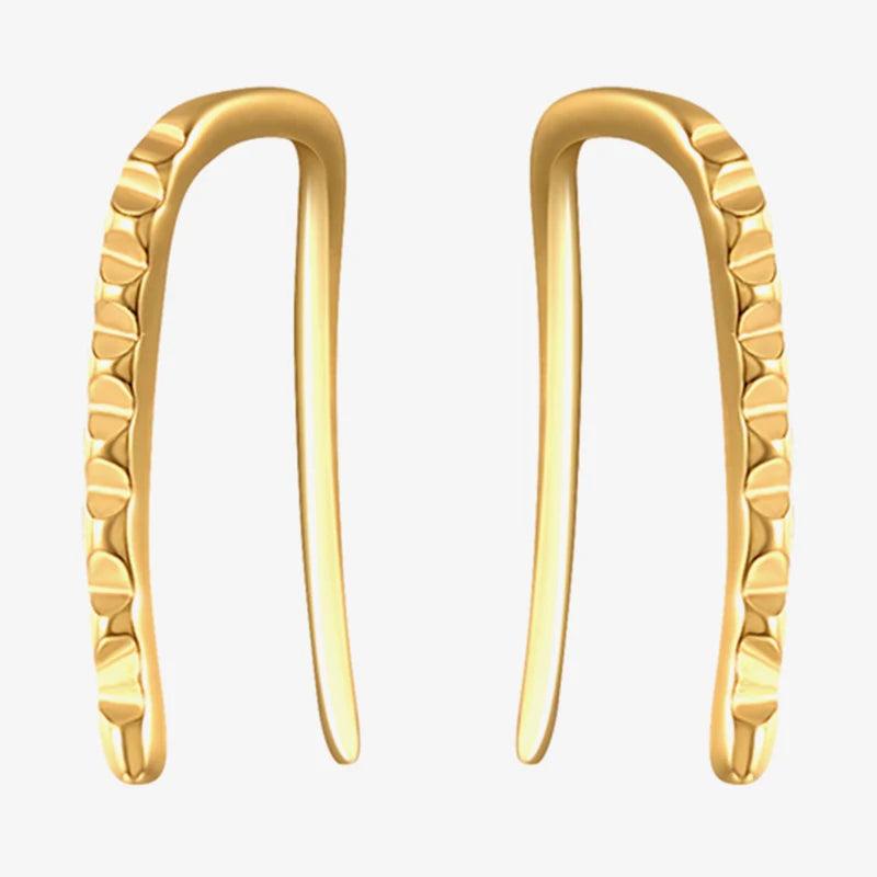 925 Silver Wavy Line Stud Earrings Minimalist Climbers U Shape Girl's