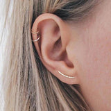 925 Silver Wavy Line Stud Earrings Minimalist Climbers U Shape Girl's