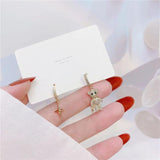 14K Zircon Bear Star Stud Earrings for Women