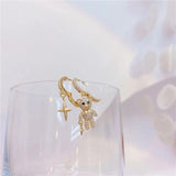 14K Zircon Bear Star Stud Earrings for Women
