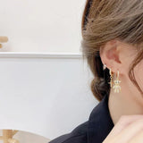 14K Zircon Bear Star Stud Earrings for Women