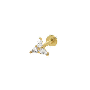 925 Silver Zircon Flower Crown Piercings Heart Feather Chain Labret Studs
