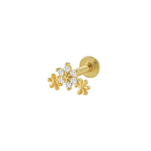 925 Silver Zircon Flower Crown Piercings Heart Feather Chain Labret Studs
