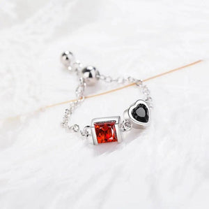 Adjustable Love Heart Chain Index Finger Ring For Women