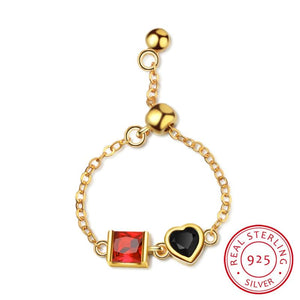Adjustable Love Heart Chain Index Finger Ring For Women
