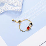 Adjustable Love Heart Chain Index Finger Ring For Women