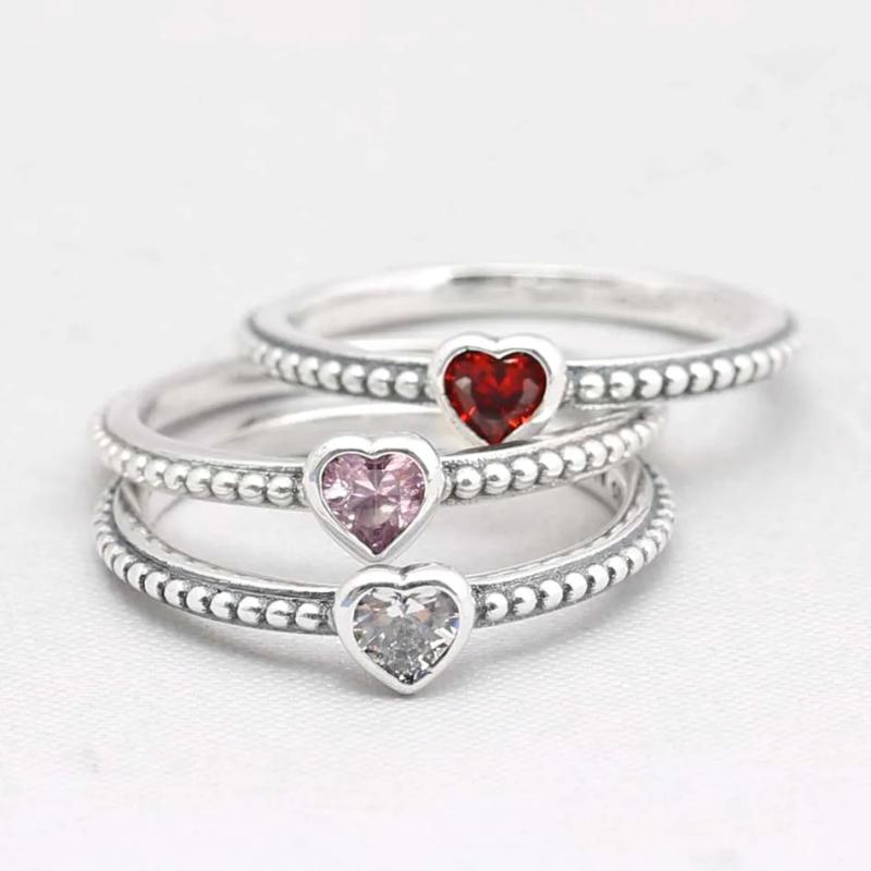 Golden-Red Synthetic Rings For Women 925 Sterling Silver Wedding Ring