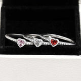 Golden-Red Synthetic Rings For Women 925 Sterling Silver Wedding Ring