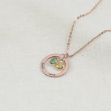 Personalized Stainless Steel Women Necklace Round Birthstone Pendant