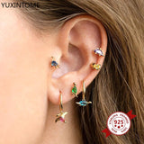 Sterling Silver Dino Stud Earrings Colorful CZ Animals