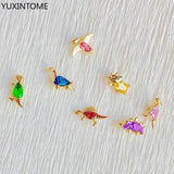 Sterling Silver Dino Stud Earrings Colorful CZ Animals