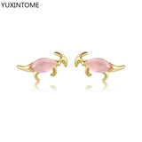 Sterling Silver Dino Stud Earrings Colorful CZ Animals