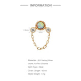 Opal Piercing Chain Stud Earring 925 Sterling Silver Tassel Diamond Inlaid