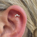 Opal Piercing Chain Stud Earring 925 Sterling Silver Tassel Diamond Inlaid