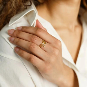 Tangula Double Name Ring Stainless Steel Adjustable Women Mother Daughter Couple