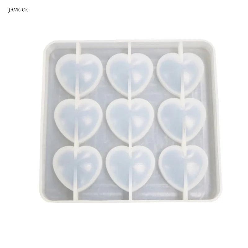 9 Hole Heart Shape Silicone Pendant Making Mold