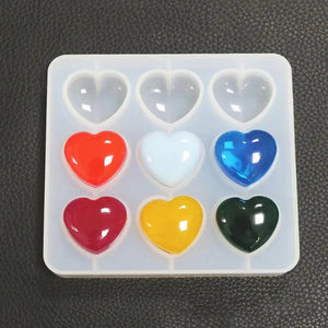 9 Hole Heart Shape Silicone Pendant Making Mold