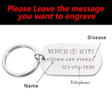 Medical Alert Keychain for Diabetes Asthma Mental Patients