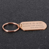 Medical Alert Keychain for Diabetes Asthma Mental Patients
