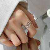 925 Silver Sweet Zircon Cross Circle Ring for Women