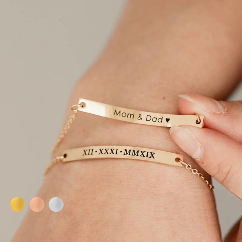 Personalized Bar Bracelets for Women Name Bracelet Engraved Bracelet
