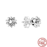 925 Silver Zircon Flower Heart Circle Earrings