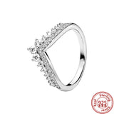 925 Silver Princess Crown Zircon Ring Women Jewelry DIY