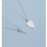 Silver Princess Knight Shield Pendant Necklace X293
