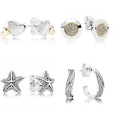 925 Silver Earring Two-tone Luminous Hearts With Mother-Of-Pearl