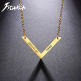 Fishhook Personalized Name Engrave Necklace Chain Date Family Gift