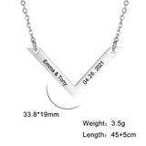 Fishhook Personalized Name Engrave Necklace Chain Date Family Gift