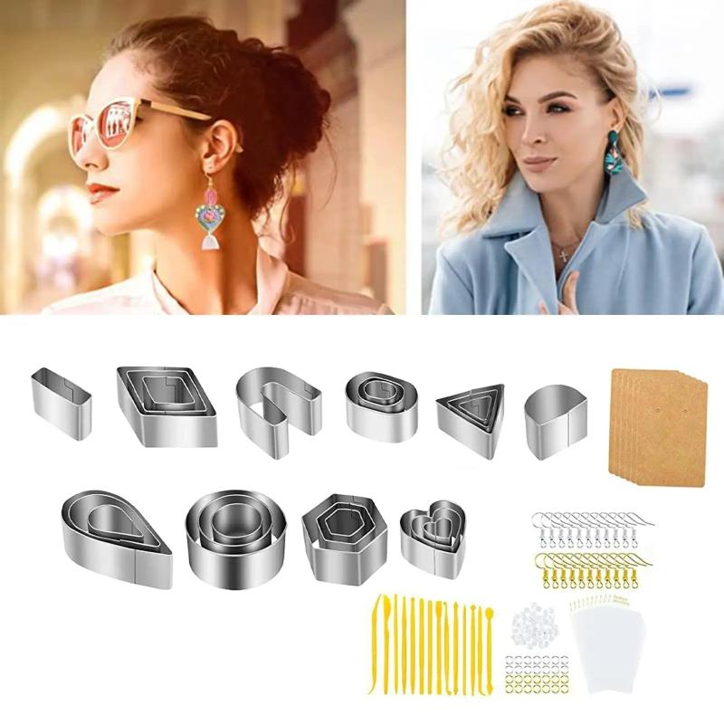 24Pcs Polymer Clay Cutters with Earring Cards Jewelry Making Kit