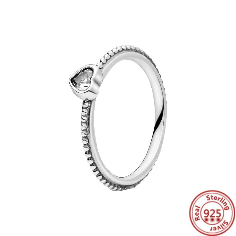 925 Sterling Silver Water Drop Gemstone Crown Round Rings for DIY Charms