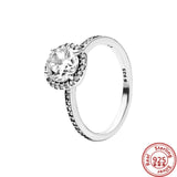 925 Sterling Silver Water Drop Gemstone Crown Round Rings for DIY Charms