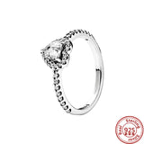 925 Sterling Silver Water Drop Gemstone Crown Round Rings for DIY Charms