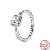 925 Sterling Silver Water Drop Gemstone Crown Round Rings for DIY Charms
