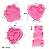 Dog Paw Silicone Moulds with Keyrings Epoxy Resin Mold DIY Crafts Mold