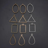 50Pcs Geometric Hollow Frame Trays Bezel Pendant Molds for Resin Jewelry DIY