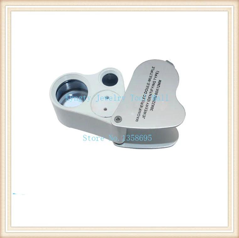 LED 30X 22mm 60X 12mm Loop Jeweler Magnifying Glass