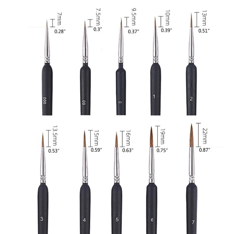 CPDD 10 Pcs Wolf Hair Detail Art Liner Painting Brush Set