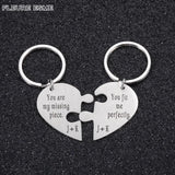 Personalized Couple Puzzle Keychains Initials Couples Keychain Gift Key Ring