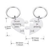 Personalized Couple Puzzle Keychains Initials Couples Keychain Gift Key Ring