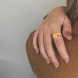 Personalised Engraved Heart Signet Ring for Women Mom Wife Initial Love Ring