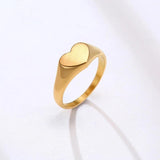 Personalised Engraved Heart Signet Ring for Women Mom Wife Initial Love Ring