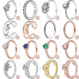 925 Silver Crown Heart Zircon Angel Love Rings For Women