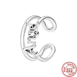 925 Silver Crown Heart Zircon Angel Love Rings For Women